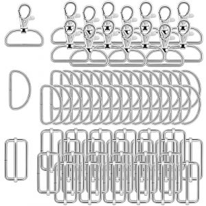 mercerie couture 70pcs accessoire la Fabrication de mousqueton sac a main avec Crochets rotatifs de Carte, Anneaux de D et Boucles en M&eacute;tal, pour attache &agrave; Dos sangle couture boucles de reglage (Guanghanzhai Trading, neuf)
