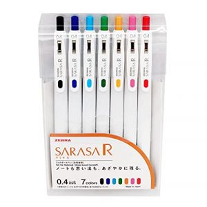 Zebra Sarasa R 0,4 mm - Set de 7 stylos gel et notes adh&eacute;sives (GJG AUDIO, neuf)