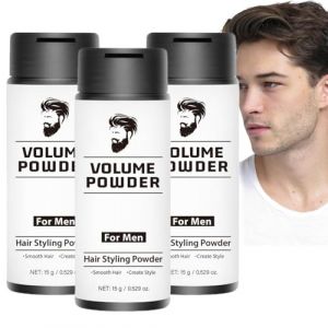Poudre Coiffante Homme,Poudre Texture,Poudré Texturisante Cheveux,Poudré Noir Cheveux Homme,Volume Powder,Poudres Volume Chevéux,Volumisante Texture Mate,Tenue Longue Durée,Naturel Aspect (15g, 3PC) (FEIBAO&-Wu, neuf)