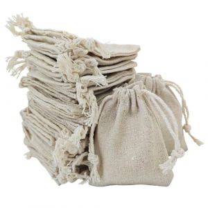 LATRAT 50 Pi&egrave;ces Petits Sacs en Sachet Coton, Pochon Tissu, Sac Toile de Jute Pochette Tissu Cordon Sac en Bijoux Sacs Cadeaux Sachet, 7 * 9cm (LATRAT Direct, neuf)