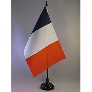 AZ FLAG - Drapeau de Table France 22x15 cm - Drapeau Français De Bureau 100% Polyester avec Hampe De 25cm Et Socle en Plastique Noir - 20g (AZ-FLAG, neuf)