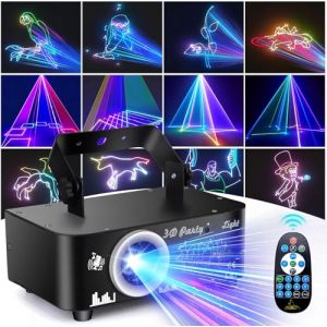 Fwiull Jeux de Lumiere DJ, 3D RGB Lumiere Disco Animée avec Télécommande, Lumiere Soiree à Commande Vocale avec DMX 512, Lumière Disco Pour Bar, Fête, KTV, Anniversaire, Famille (COOL SEA LIMITED, neuf)