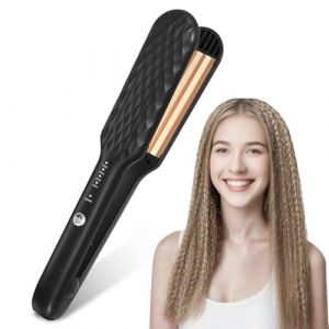 NAVESO Mini Fer à Gaufrer Cheveux, Lisseur Boucleur Cheveux 2 en 1, Boucleur à Cheveux Court, Fer à Lisser, Fer à Friser pour Coiffures Volumineuses, 10S PTC Chauffe Rapide, 170 ° C~190 ° C (SHIZHEN-EU, neuf)