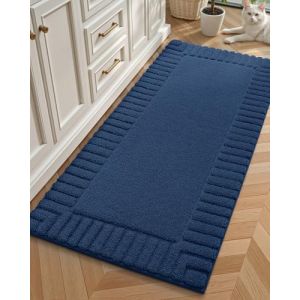COLOR&GEOMETRY Tapis de Bain Antidérapant 60 x 110 cm, Tapis Salle de Bain Long Microfibre Absorbant, Tapis Baignoire Doux Lavable en Machine pour Salle de Bain, Douche, Baignoire (Bleu) (ColorG, neuf)