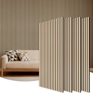 TONOR Lot de 4 Panneau Acoustique en Placage de Bois, 120 x 60 x1 cm, Panneau Tasseau Mural Autocollante, Mousse D&eacute;coratif en 3D, Panneaux Insonorisants pour le Salon, le Bureau, Comptoir &icirc;lot, Ch&ecirc;ne (TonorDirect FR, neuf)
