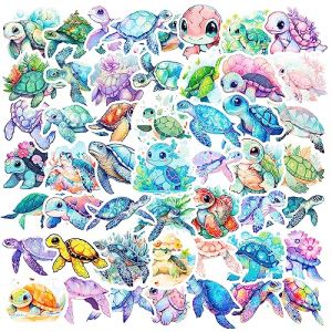 Mistree 50 Sticker Tortue Ete pour Surf, Bouteille, Autocollant Imperm&eacute;able Enfant, 5 CM (SimpleGreat, neuf)