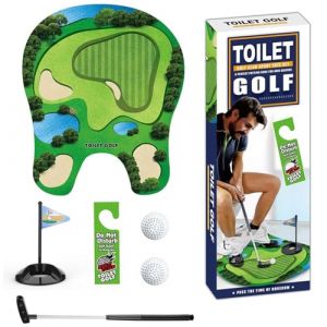 Zhixifan Ensemble cadeau de golf de toilette, mini cadeau amusant pour homme, pour salle de bain, jeu de toilettes, mini pot de golf avec club de golf &eacute;volutif, tapis de putting, 2 balles de golf et (Zeimeng, neuf)