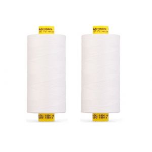 G&uuml;termann Sew All Fil Mara 120 Fil &agrave; Coudre Polyester 1000m Universel Anti-D&eacute;chirures et R&eacute;sistante aux UV (Blanc, 2) (Haberdashery Online, neuf)