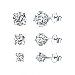 ChicSilver Clou Oreille Argent Femme,Lot 3 Puce d&rsquo;Oreille Blanc Cubique Cartilage Boucle Oreille Piercings Diam&egrave;tre 3 mm / 4 mm / 5 mm Bijoux Fantaisie pour Filles (KACY-EU, neuf)