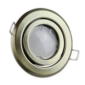 Spot à encastrer LED laiton rond 5 watts blanc chaud GU10 230V - spot à encastrer orientable 80-85mm perçage - spot à encastrer au plafond spot à encastrer au plafond spot à encastrer (trano, neuf)