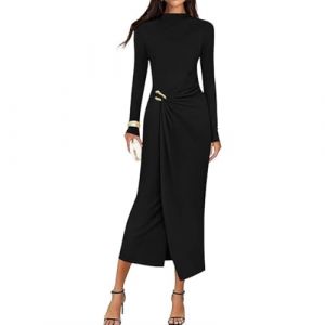 Gkaopi Robe de Soir&eacute;e Femme Sexy Manches Longues Maxi Robe Chic et Elegant Longue Moulante Robes de F&ecirc;te Bal Slim Bodycon Robes Crayon pour Cocktail Travail Automne (foshanshiguanlinshipinyouxiangongsi, neuf)