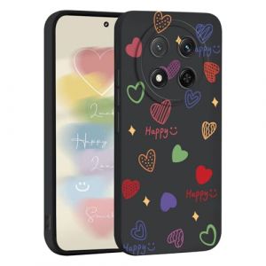 YUEQIAN Coque Silicone Liquide pour Honor Magic 7 Lite 5G/Magic7 Lite/X9c, Tr&egrave;s Mince Givr&eacute;e Douce TPU Bumper Antichoc Housse, Dessin Anim&eacute; Mignon et Motif de Coeur Femme Mode &Eacute;tui - i06 (YUEQIAN-EU, neuf)