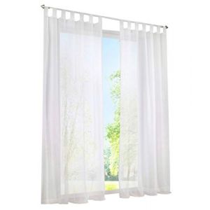 BAILEY JO 1 Panneau Rideau Voilage à Pattes LxH/140x225CM Blanc Simple Couleur Uni Décoration de Fenêtre Chambre/Salon/Balcon (BAILEY JO, neuf)