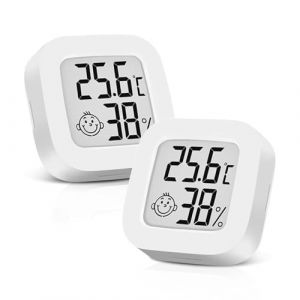 2PCS Hygrom&egrave;tre Num&eacute;rique Thermom&egrave;tre Int&eacute;rieur Thermometre Frigo Digital, Petit Moniteur Mini Num&eacute;rique &agrave; Haute Pr&eacute;cision Capteur Humidit&eacute; Temp&eacute;rature Station Meteo Interieur Exterieur Maison/Cave (Quan Chengbo, neuf)