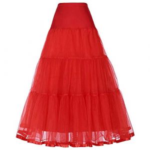 SSDH Jupon Long à Volants Crinoline Vintage Mariage Jupon de mariée pour Robes de mariée sous-Jupe Rockabilly Tutu (Rouge, M) (Sanduohua, neuf)