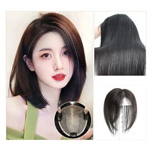 Perruques Cheveux Humains Pièce de perruque dames Fluffy Head Top vrais cheveux blanc cheveux Patch pièce frange vrais cheveux perruque pièce Cheveux Humains Tressage De Cheveux(01 - (12x13) 20CM blac (daichuncc11, neuf)