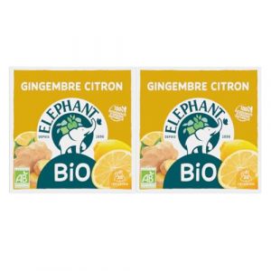 Elephant - Infusion BIO Gingembre Citron 20 Sachets Pyramid® - Lot de 2x20 sachets (PENNGUIN-FR-CAMON, neuf)