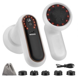 Masseur Anti Cellulite Électrique, 6 Vitesses & 3 Modes Rechargeable avec Fonction Appareil Anti Cellulite, 5 Têtes de Massage Remplaçables pour le Corps, Jambes, L'abdomen et les Bras (EA-MARKOS, neuf)