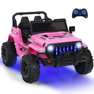 GOPLUS Voiture Electrique Enfants 2 Places, Quad 4x4 Electrique Enfants 12V avec Télécommande 2,4G & Vitesse Réglable & Klaxon Sonore & Lumière & Musique.Charge 35KG pour Enfant 3+ Ans(Rose) (Augenstern24, neuf)