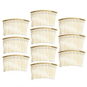 Lot de 10/20/30/70 Peigne de Cheveux Accessoires pour Cheveux Loisir Créatif,Peigne à cheveux en Métal Créatif, Accessoires Peigne Clip avec Des Dents pour les Femmes (10 Pcs, Or) (Grand Plaisir 360, neuf)