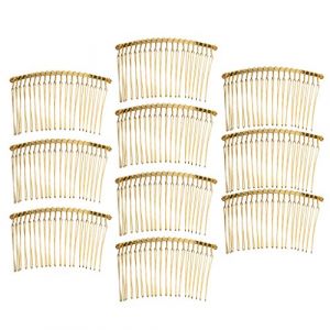 Lot de 10/20/30/70 Peigne de Cheveux Accessoires pour Cheveux Loisir Créatif,Peigne à cheveux en Métal Créatif, Accessoires Peigne Clip avec Des Dents pour les Femmes (10 Pcs, Or) (Grand Plaisir 360, neuf)