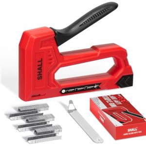 SHALL Agrafeuse légère pour bois – Agrafeuse rouge pour tissus d'ameublement avec 1600 agrafes JT21 1/4, 5/16, 3/8" et extracteur d'agrafes – Agrafeuse de tissu pour travaux manuels, bricolage, (SHALL Tools EU, neuf)