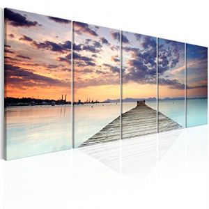 murando - Tableau décoratif paysage 200x80 cm - Impression sur toile colorée - Décoration murale pour salon et chambre - Nuages bois mer ciel couple romantique eau lever du soleil c-B-0299-b-m (murando, neuf)
