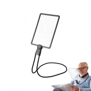 Loupe de Lecture avec lumière, Rechargeable Loupe De Lecture Rectangulaire, Col De Cygne Flexible Loupe Eclairante Main Libre pour Personnes âgées, Lecture, Carte, Bijoux (Hdahui, neuf)