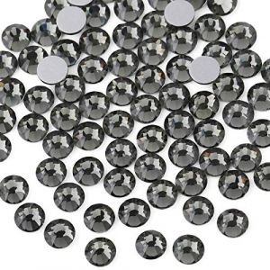 Beadsland 1440 PCS strass &agrave; dos plat pierres pr&eacute;cieuses rondes pour Nail Art et Craft Glue Fix, Diamant Noir (SS16(3.8-4.0mm)) (EVERNEWUK, neuf)