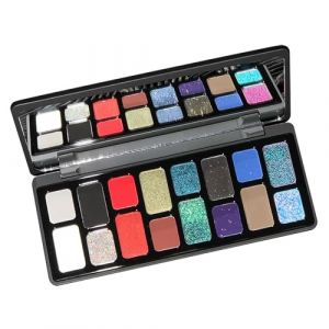Smokey Palette de maquillage pour fard à paupières, 16 couleurs, ton froid, scintillant, mat, métallisé, durable, imperméable, estompable, noir, rouge, vert, bleu, paillettes, neutre holographique, (PALAMEI-UK, neuf)