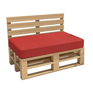 chilly pilley Coussin De Palette EU Impermeable Coussin De Jardin Intérieur Extérieur Lavable Amovible Coussin De Siège Coussin De Dos (Coussin D'assise 120x80x15, Rouge) (chillypilley, neuf)