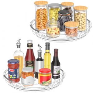 Drucilla 2 Pcs Plateau Tournant Frigo, 23.5cm Plateau Tournant Epices, 360° Plateau Tournant Placard Cuisine, Plateau Tournant Cuisine Rotative pour Epices, Bouteille, Cosmétique, Fruit (God Meis, neuf)