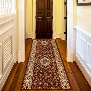 Mazovia Tapis - Tapis Couloir Long - Tapis Oriental - Tapis Salon, Chambre, Cuisine et Couloir - Certifi&eacute; Oeko-Tex - Tapis de Couloir au Metre - Marron - 70x175 cm (Mazovia, neuf)