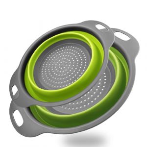 Zeripikfoasp 2 Pièces Passoire Pliable, Passoire Cuisine Pliable, Passoires Rétractable, Silicone Collapsible Colander, Passoire à Pâtes Facile à Nettoyer, pour Pâtes, Légumes, Fruits (OLTEAN STORE S.R.L., neuf)