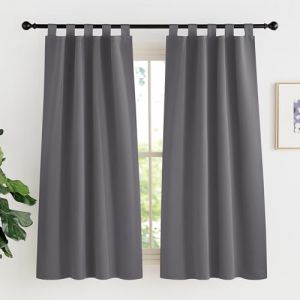 KGORGE Rideaux Occultants Isolation Thermique pour Cuisine Salon et Chambre, Rideau Opaque pour Fenêtres avec Pattes Bloquer Lumiere, L90 x H150cm, Gris, 2 Panneaux (KGORGEHOME, neuf)