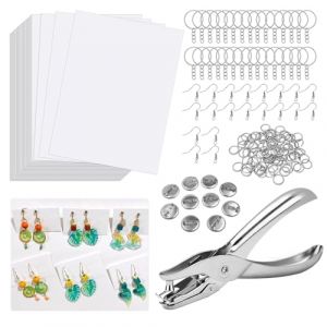 181 Pièces Plastique Fou Kit de Feuille Rétractable, Magique Kit,Incluent 20 Plastique Fou Transparent,Perforatrice, Anneau de Clé, Boucle Ouverte, Broche et Crochet D'Oreille,pour Bricolage créatif (lompyeu, neuf)
