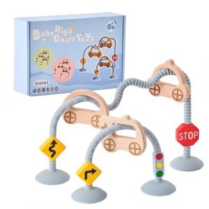 KIAANS Cube d'Activité Sensoriel Bébé à Ventouse - Boulier Enfant en Silicone Sécurisé pour Chaise Haute avec Anneau Bois Montessori (Bleu) (KIAANS-FR, neuf)