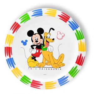 Stor Mickey Mouse assiette pour enfant - Assiette d'apprentissage bordeaux, sans BPA & r&eacute;utilisable - Assiette de camping en plastique pour tout-petits - 22x22 cm (DamaToys, neuf)