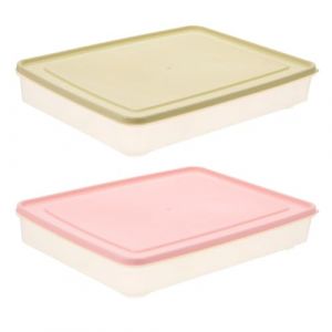 Bo&icirc;te &agrave; Oeufs Plastique, 2 Pcs Plateau pour Oeuf avec Couvercles, Bo&icirc;te de Rangement pour Oeufs Empilable, Porte-oeufs pour R&eacute;frig&eacute;rateur, Conteneur de Stockage pour 24 Oeufs (rose, beige) (Wuuooei Direct, neuf)