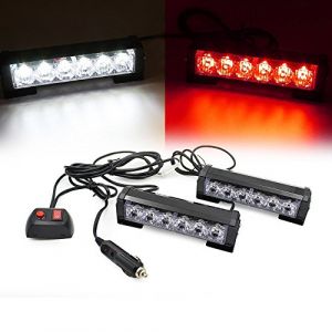 Triclicks 2 * 6 LEDs Feux de Pénétration Lumière Stroboscopique Eclairage Clignotant à 9 Modes pour Voiture Camion Véhicule SUV Lampe pour Avertissement Urgence Secours Travaux DC12V (houndsports, neuf)