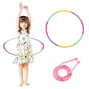 sylbx 2 pièces Plastique Amovible Cerceaux,Cerceau de Fitness, Hula Hoop Réglable,Hula Hoop Coloré,Cerceau de Fitness,Cordes à Sauter Léger,Corde à Sauter pour Enfant et Adulte pour Débutants (Hnavery, neuf)