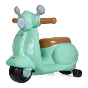 Chicco Moto Porteur pour Enfants, Trotteur Vespa Primavera Italie, Jouet avec Panneau Electronique, Lumières et Sons, Stabilisateurs avec Roues amovibles, Max 25 kg - Jouet Enfant de 1 à 3 Ans, Azur (Miraweb Shopping, neuf)