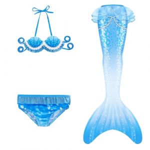 Maillot De Bain Enfant Fille Joli Maillot de Bain d'été Cosplay Party Fille Manches Longues 3 Pièces Deguisement Océan Piscine Natation Plage Costume de Bain de Plage (HIKLASbien, neuf)
