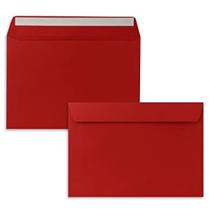 Lot de 50 enveloppes - DIN C5 - Rouge rose (rouge) - 16,2 x 22,9 cm - Fermeture adhésive - Enveloppes élégantes pour grandes invitations et cartes pour un anniversaire ou un mariage (GUSTAV NEUSER GmbH, neuf)