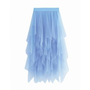 MERCIYD Jupe plissée en Tulle Asymétrique Tulle Jupe Courtes Jupes Midi Jupe d'été Goth Dentelle Robe Vintage Couleurs Variées (LIIOO, neuf)