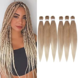 TESS 50 cm Meches pour Tresses Africaine Blond miel/blonde, Tresse Cheveux Lot de 6 Extension de Raides Cheveux 90g/Pack Extension de Cheveux de Fibre Synth&eacute;tique (Blond miel/blonde-6 Pack) (TESS Official, neuf)