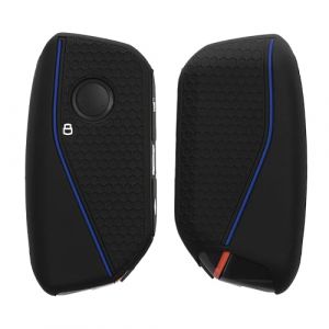 kwmobile Coque clé de Voiture Compatible avec BMW 4-Boutons X7 X1 U11 IX ix1 Série 7 G07 I7 Clé de Voiture Accessoire clé Voiture - Protection étui Souple en Silicone - Noir-Bleu (SX-Commerce, neuf)