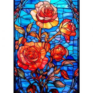 AIRDEA Vitrail Rose Fleurs Rouges Diamond Painting Kit Complet, Ronde Diamond Art Set, 5D DIY Diamant Painting Adultes, Cristal Débutant Art Set pour Décoration Murale Maison 30x40cm (AIDIYA Direct, neuf)