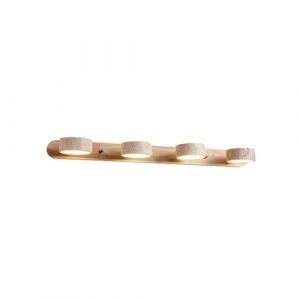 MEDPHZP Applique Murale linéaire en Pierre Naturelle, Style Ferme, en Bois, travertin Jaune, 2, 3 ou 4 Lampes, éclairage de Salle de Bain sur Miroir, éclairage LED Rotatif à 180° (Bois 70 cm) (DJWFFWQCSSZSSXS, neuf)