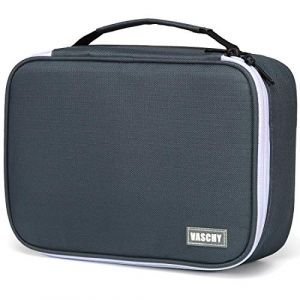 VASCHY Trousse Scolaire, Grande Trousse Crayon de Couleur 72 Slots Portable Multi-Poches Feutres Stylos Trousse de Rangement avec Détachables Velcro et Anse pour Homme Femme Fille Artiste Gris (Vaschy, neuf)